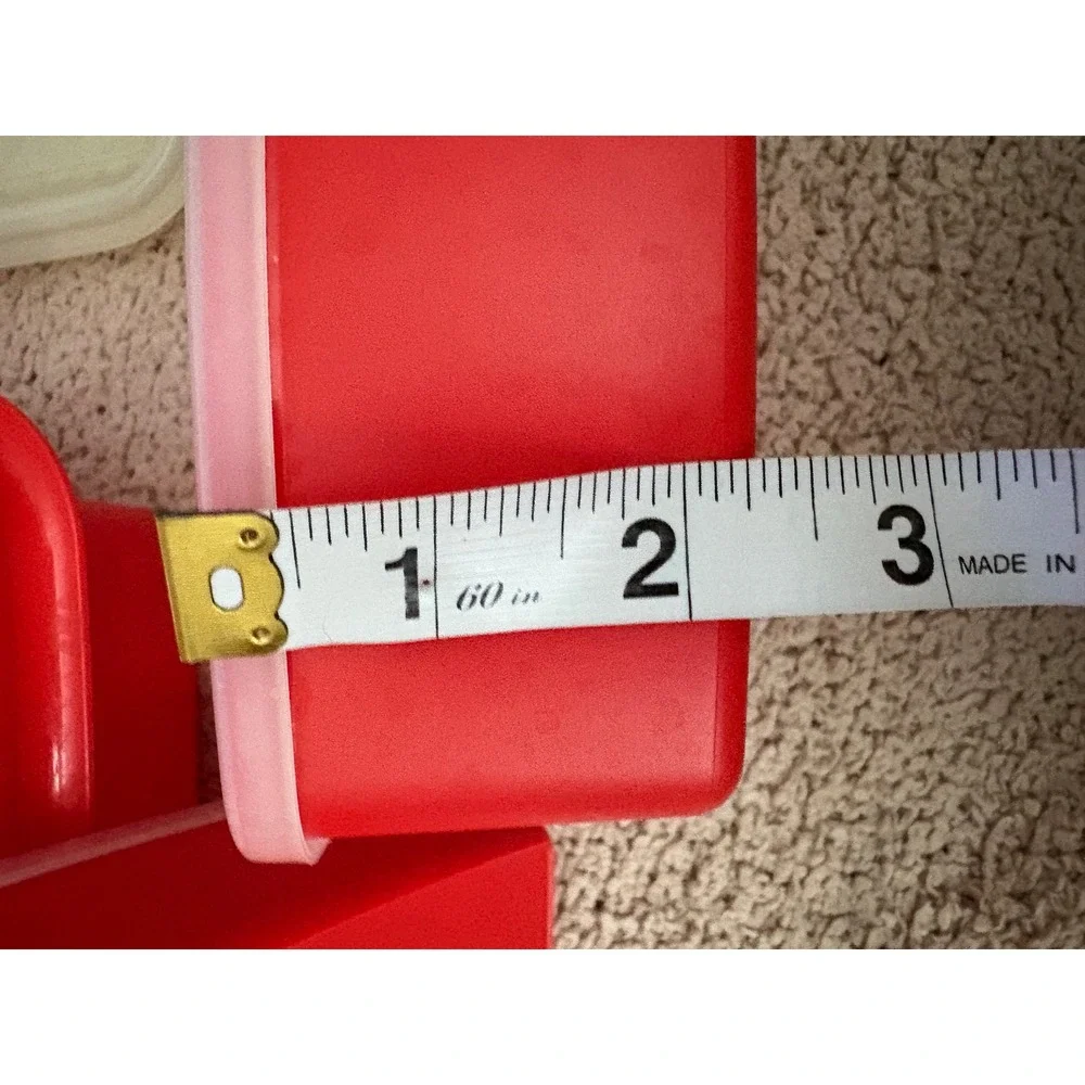 Vintage Tupperware Red Picnic Lunch Set Carrier with Lids and Cups 6 Piece